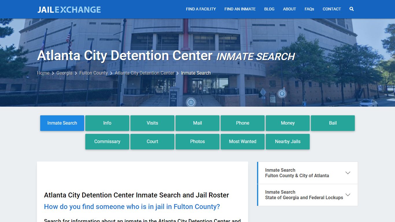 Atlanta City Detention Center Inmate Search - Jail Exchange